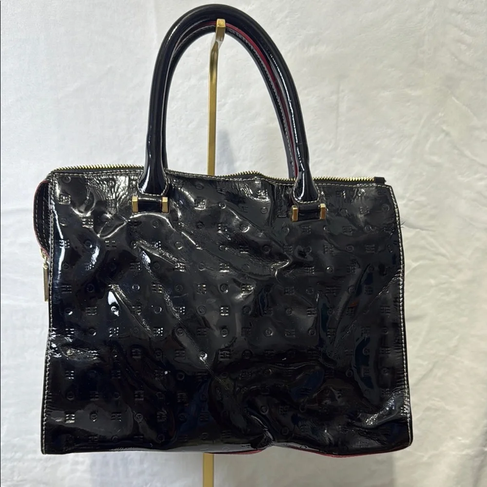 Arcadia Black Patent Leather Tote with Elegant Structure